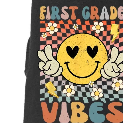 First Grade Vibes 1st Grade Retro Teacher 1st Day Of School Doggie 3-End Fleece Hoodie