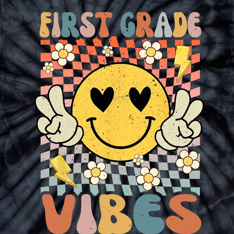 First Grade Vibes 1st Grade Retro Teacher 1st Day Of School Tie-Dye T-Shirt