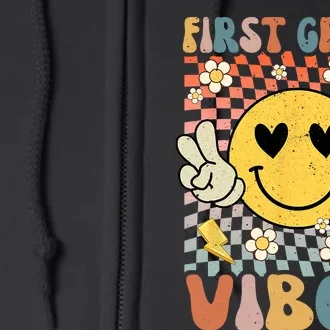 First Grade Vibes 1st Grade Retro Teacher 1st Day Of School Full Zip Hoodie