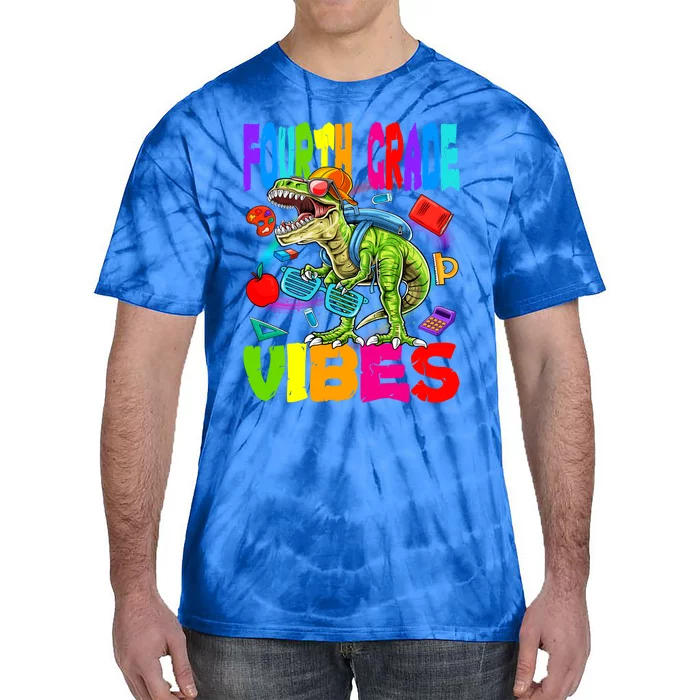 Fourth Grade Vibes Dinosaur Back To School Gift Tie-Dye T-Shirt