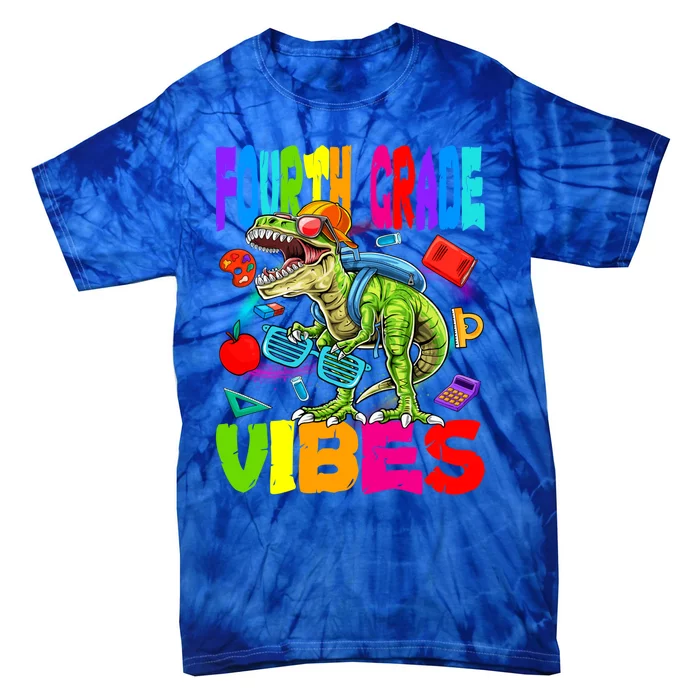 Fourth Grade Vibes Dinosaur Back To School Gift Tie-Dye T-Shirt