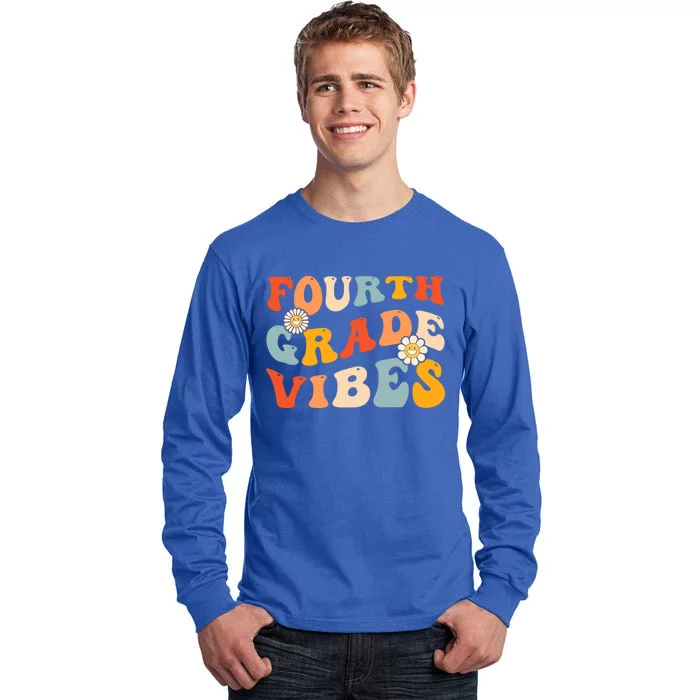 Fourth Grade Vibes Groovy First Day Of School 4Th Grade Team Gift Tall Long Sleeve T-Shirt