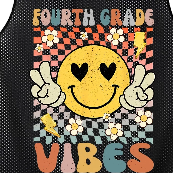 Fourth Grade Vibes 4th Grade Retro Teacher 1st Day Of School Mesh Reversible Basketball Jersey Tank