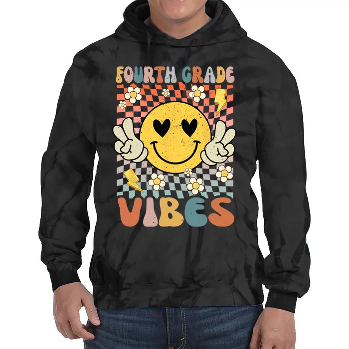 Fourth Grade Vibes 4th Grade Retro Teacher 1st Day Of School Tie Dye Hoodie