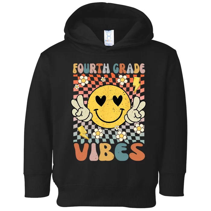 Fourth Grade Vibes 4th Grade Retro Teacher 1st Day Of School Toddler Hoodie