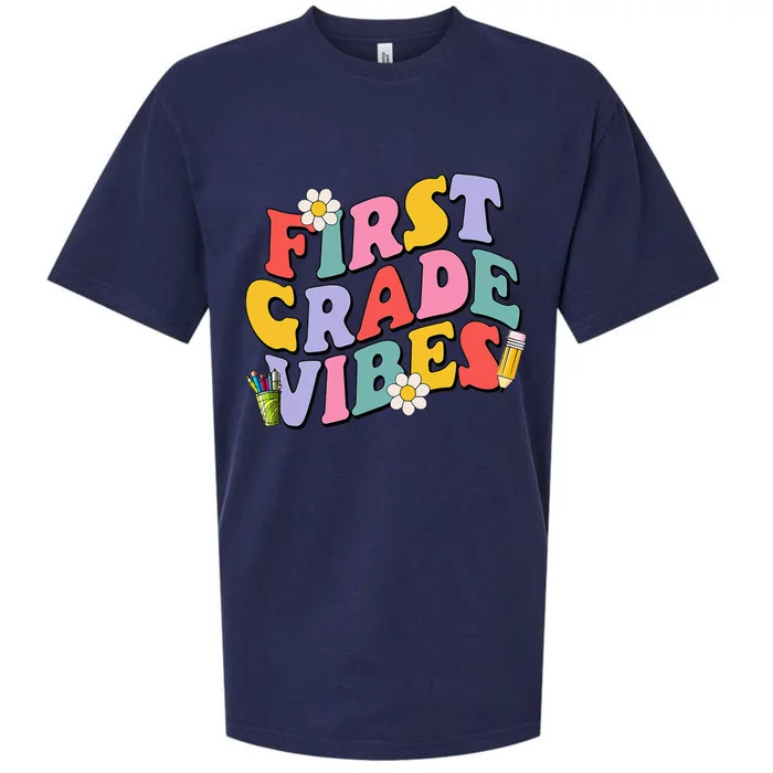 First Grade Vibes Back To School 1st Grade Team 1st Day Sueded Cloud Jersey T-Shirt