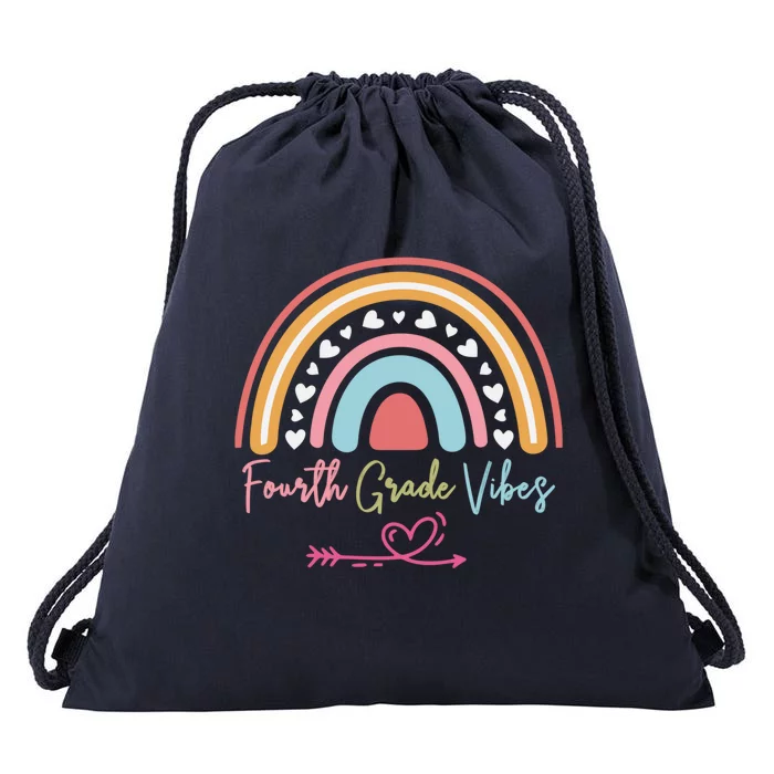 Fourth Grade Vibes Rainbow Teacher 4Th Grade Tee Gift Drawstring Bag