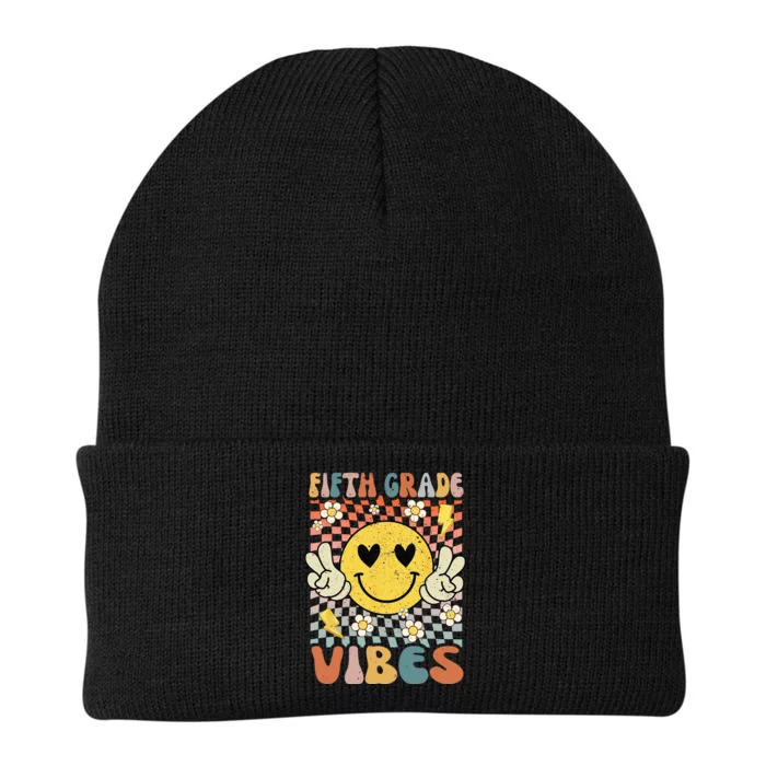 Fifth Grade Vibes 5th Grade Retro Teacher 1st Day of School Knit Cap Winter Beanie