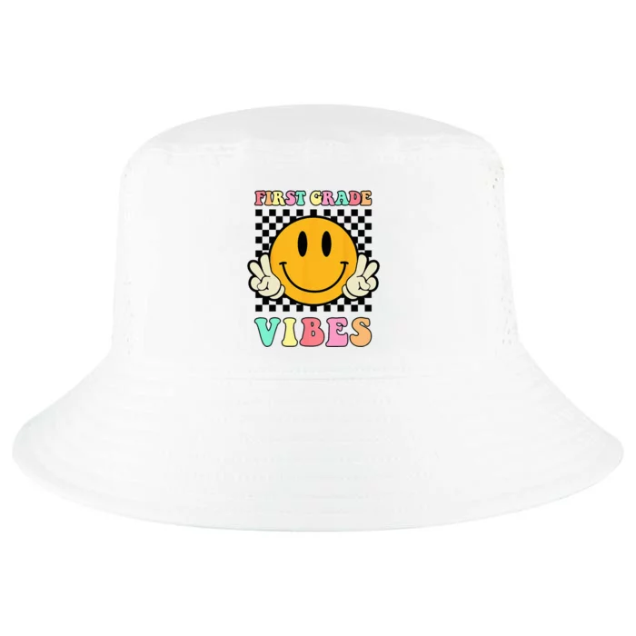 First Grade Vibes Retro Smile 1st Grade Back to School Cool Comfort Performance Bucket Hat