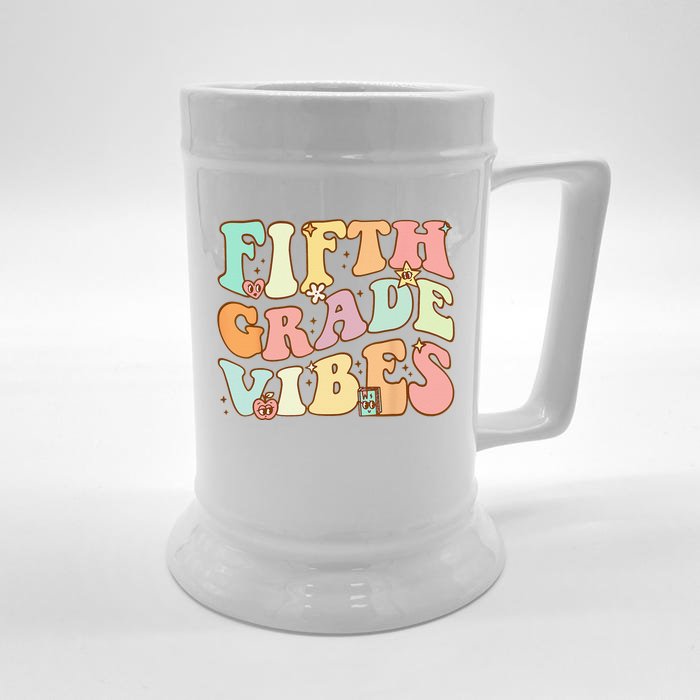 Fifth Grade Vibes 5th Grade Team Retro 1st Day Of School Front & Back Beer Stein