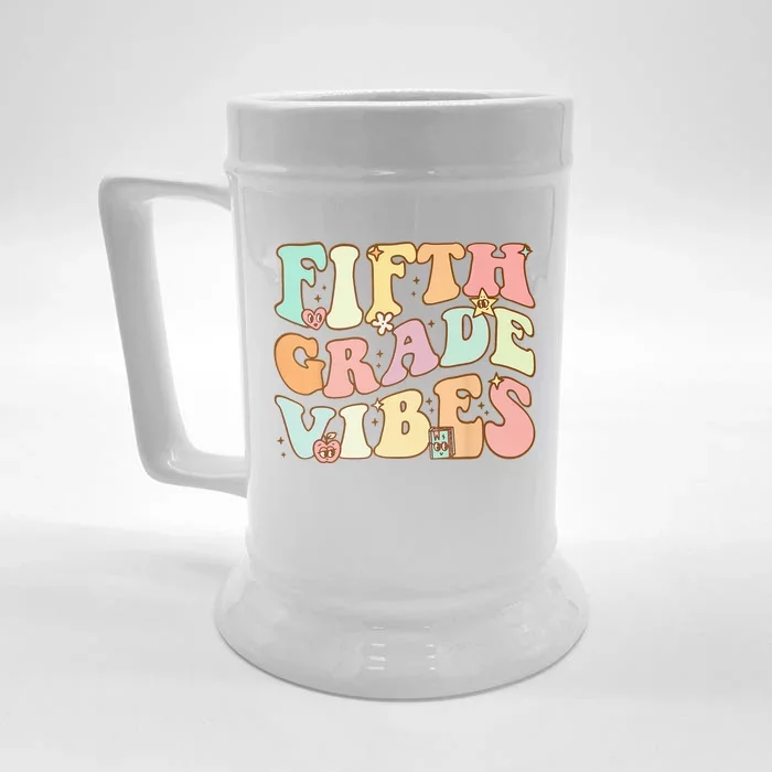 Fifth Grade Vibes 5th Grade Team Retro 1st Day Of School Front & Back Beer Stein