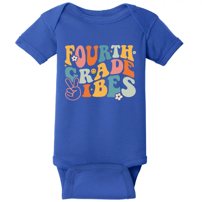 Fourth Grade Vibes 1st Day Of School 4th Grade Team Retro Baby Bodysuit