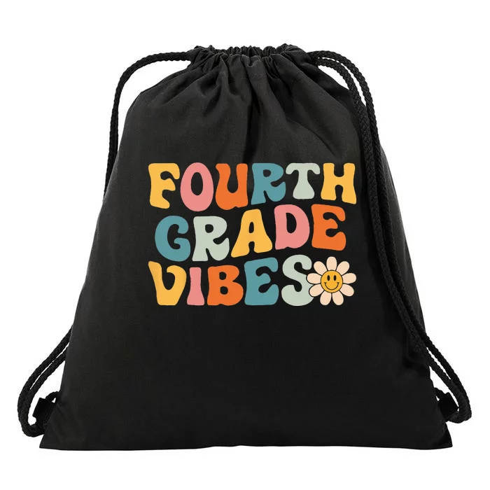 Fourth Grade Vibes 4th Grade Team Retro 1st Day of School Drawstring Bag