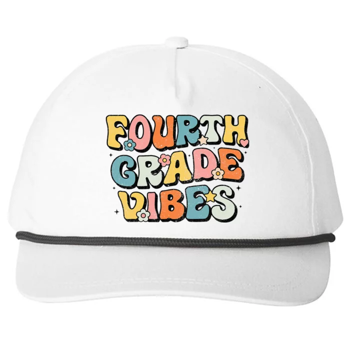 Fourth Grade Vibes 4th Grade Team Retro 1st Day of School Snapback Five-Panel Rope Hat