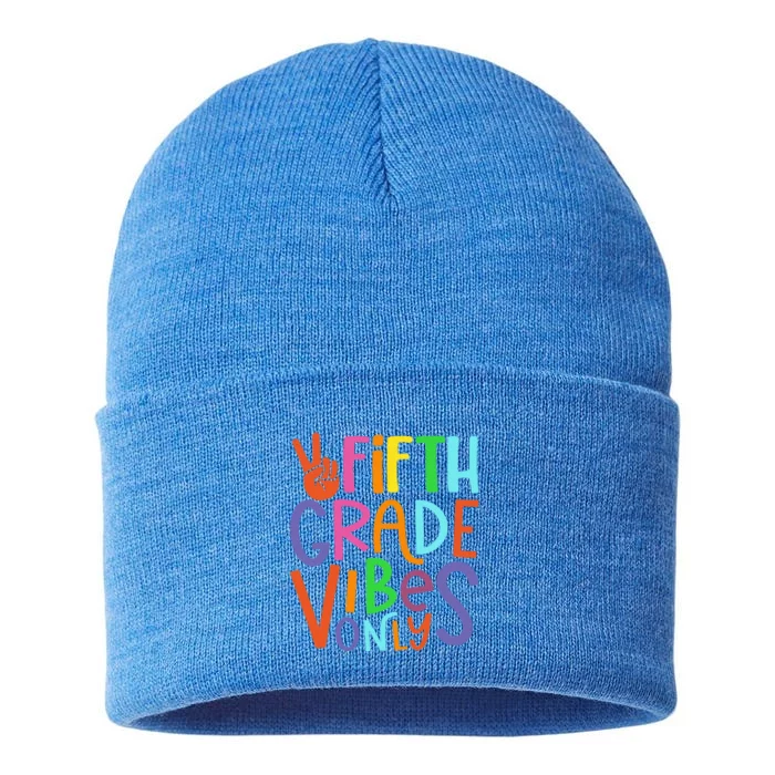 Fifth Grade Vibes 5th Grade Team Retro 5th Day Of School Sustainable Knit Beanie