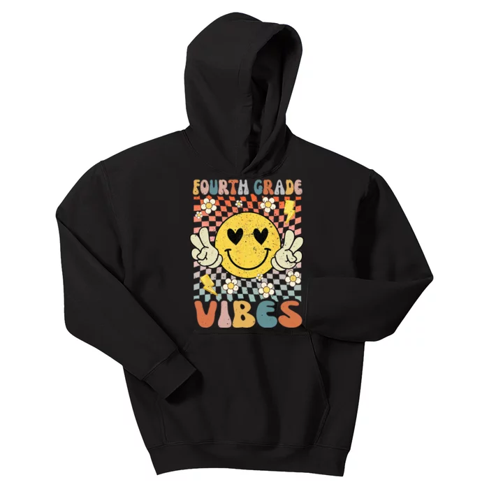 Fourth Grade Vibes 4th Grade Retro Teacher 1st Day of School Kids Hoodie