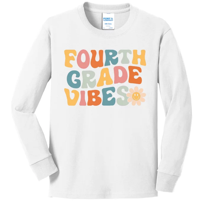 Fourth Grade Vibes 4th Grade Team Retro 1st Day Of School Kids Long Sleeve Shirt