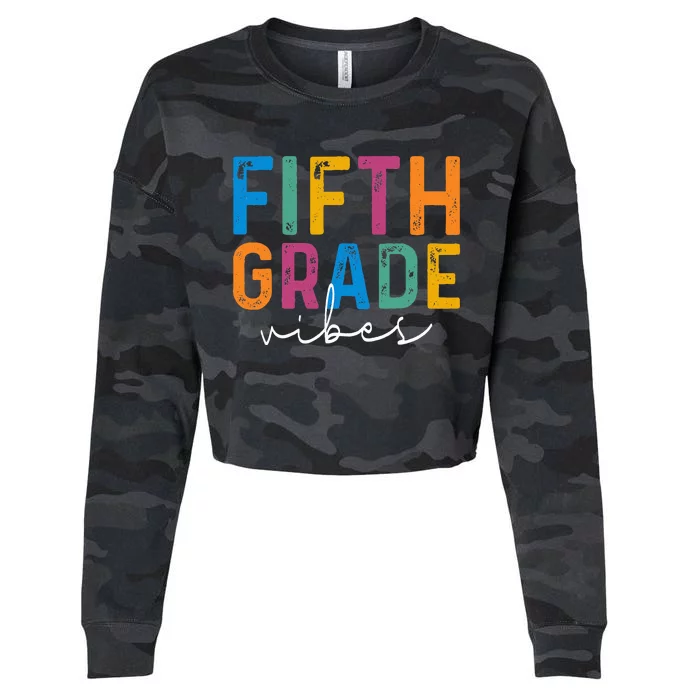 Fifth Grade Vibes 5th Grade Team Retro 1st Day Of School Cropped Pullover Crew