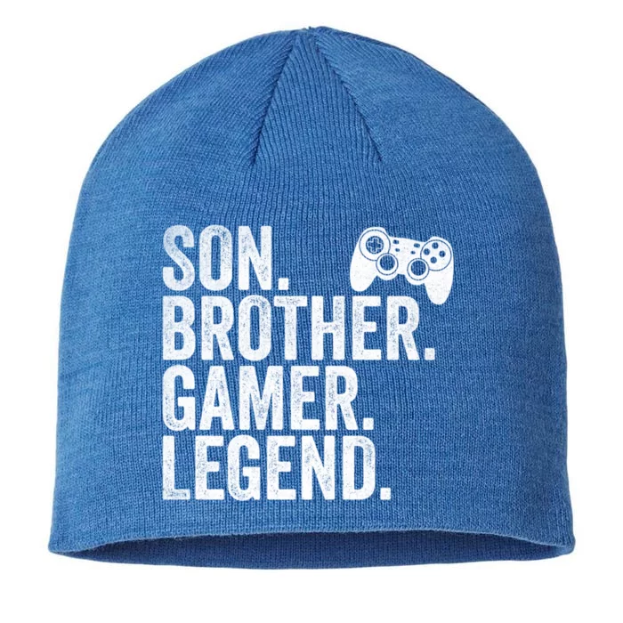 Funny Gaming Video Game Son Brother Gamer Legend Gift 8 1/2in Sustainable Knit Beanie