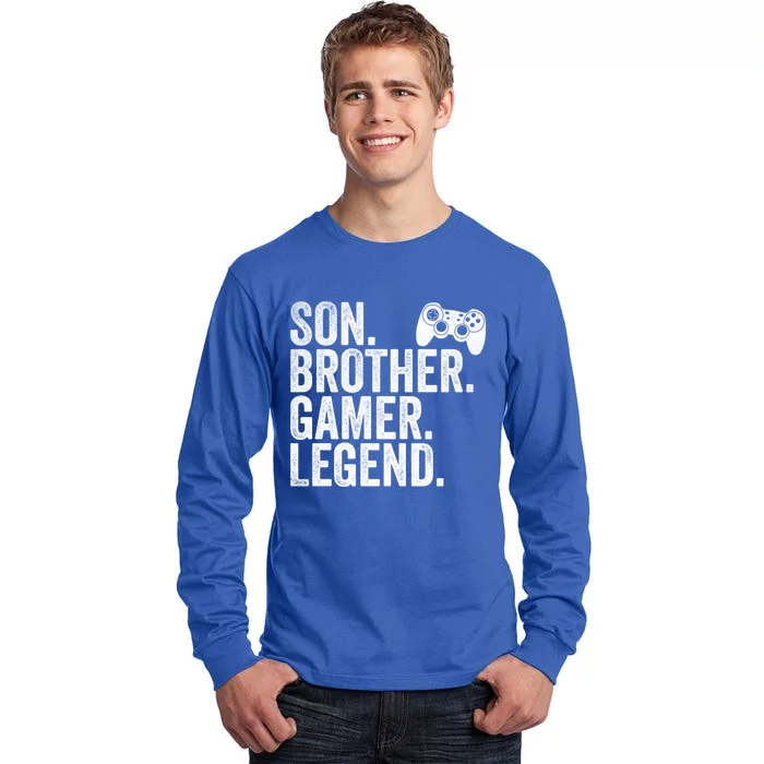 Funny Gaming Video Game Son Brother Gamer Legend Gift Tall Long Sleeve T-Shirt