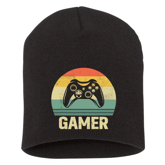 Funny Gamer Vintage Video Games Gaming Gift For Boys Short Acrylic Beanie