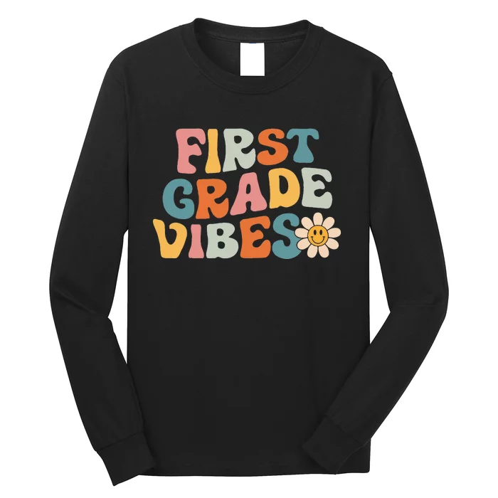 First Grade Vibes 1st Grade Team Retro 1st Day Of School Long Sleeve Shirt