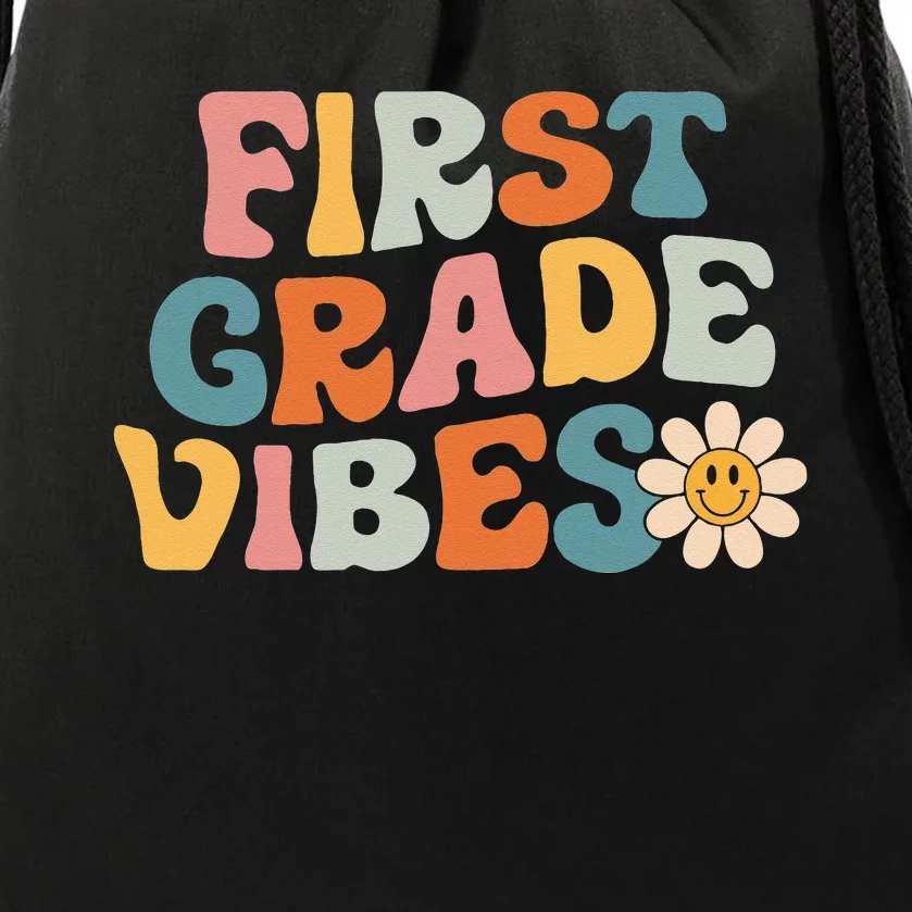 First Grade Vibes 1st Grade Team Retro 1st Day Of School Drawstring Bag