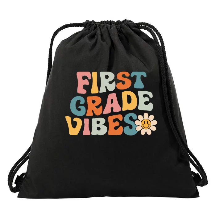 First Grade Vibes 1st Grade Team Retro 1st Day Of School Drawstring Bag