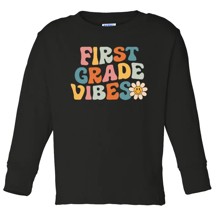 First Grade Vibes 1st Grade Team Retro 1st Day Of School Toddler Long Sleeve Shirt