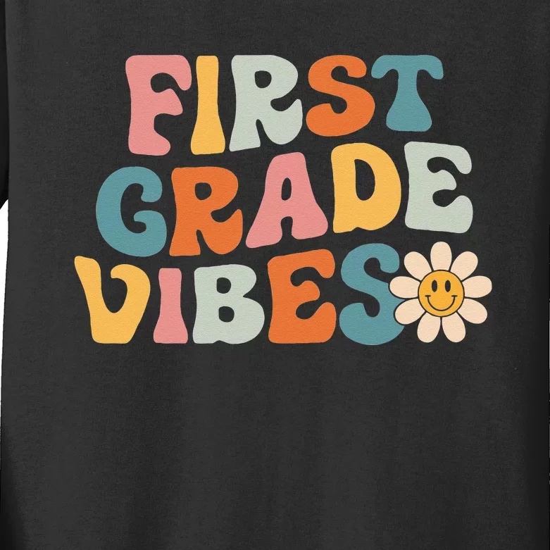 First Grade Vibes 1st Grade Team Retro 1st Day Of School Kids Long Sleeve Shirt