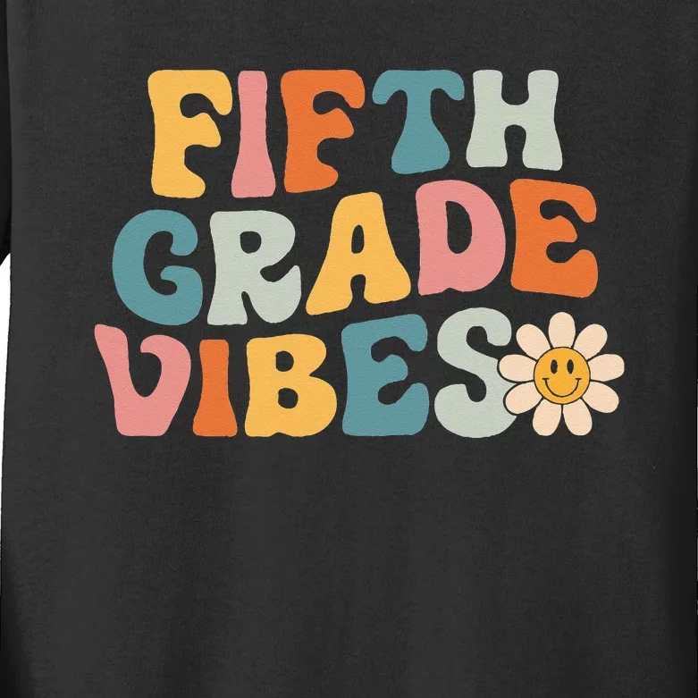 Fifth Grade Vibes - 5th Grade Team Retro 1st Day of School Kids Long Sleeve Shirt