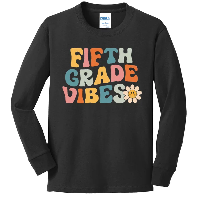 Fifth Grade Vibes - 5th Grade Team Retro 1st Day of School Kids Long Sleeve Shirt