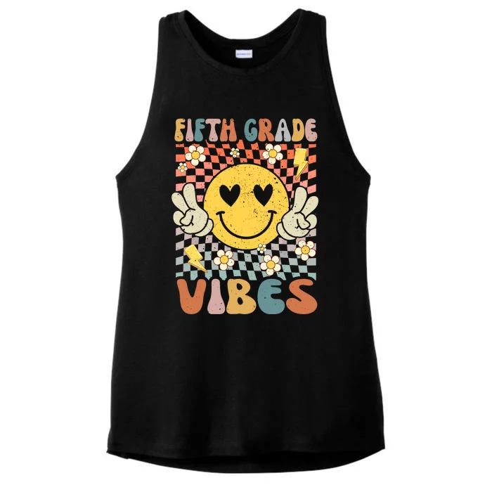 Fifth Grade Vibes 5th Grade Retro Teacher 1st Day Of School Ladies Tri-Blend Wicking Tank