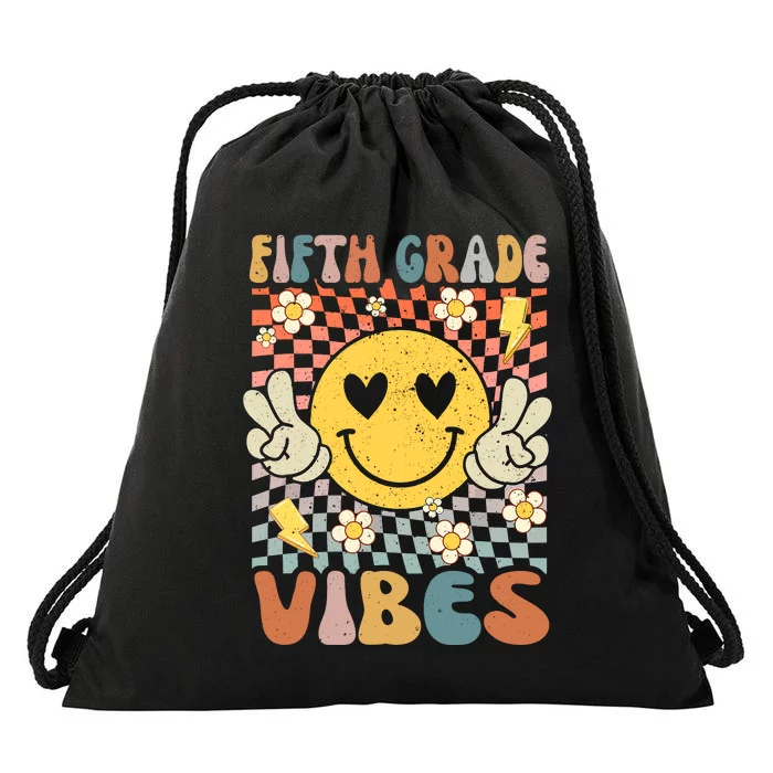 Fifth Grade Vibes 5th Grade Retro Teacher 1st Day Of School Drawstring Bag