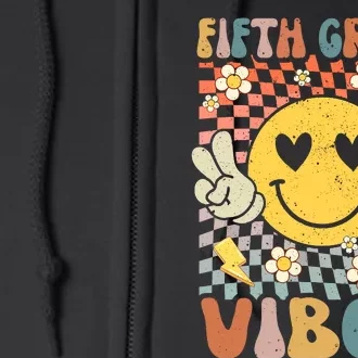 Fifth Grade Vibes 5th Grade Retro Teacher 1st Day Of School Full Zip Hoodie