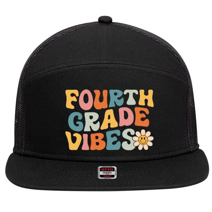 Fourth Grade Vibes 4th Grade Team Retro 1st Day Of School 7 Panel Mesh Trucker Snapback Hat