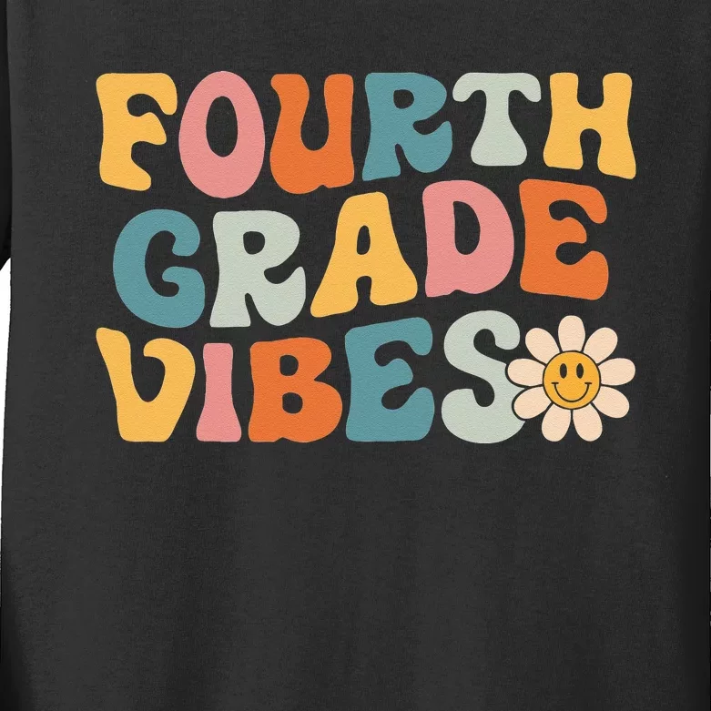 Fourth Grade Vibes 4th Grade Team Retro 1st Day Of School Kids Long Sleeve Shirt