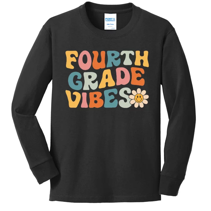 Fourth Grade Vibes 4th Grade Team Retro 1st Day Of School Kids Long Sleeve Shirt