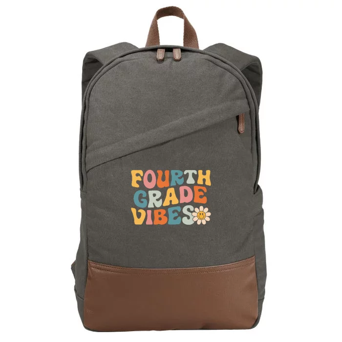 Fourth Grade Vibes 4th Grade Team Retro 1st Day Of School Cotton Canvas Backpack