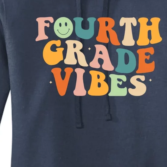 Fourth Grade Vibes 4Th Grade Groovy Retro 1St Day Of School Gift Women's Pullover Hoodie