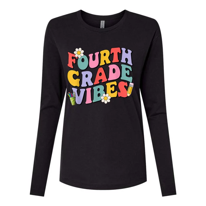 Fourth Grade Vibes Back To School 4Th Grade Team 1St Day Great Gift Womens Cotton Relaxed Long Sleeve T-Shirt