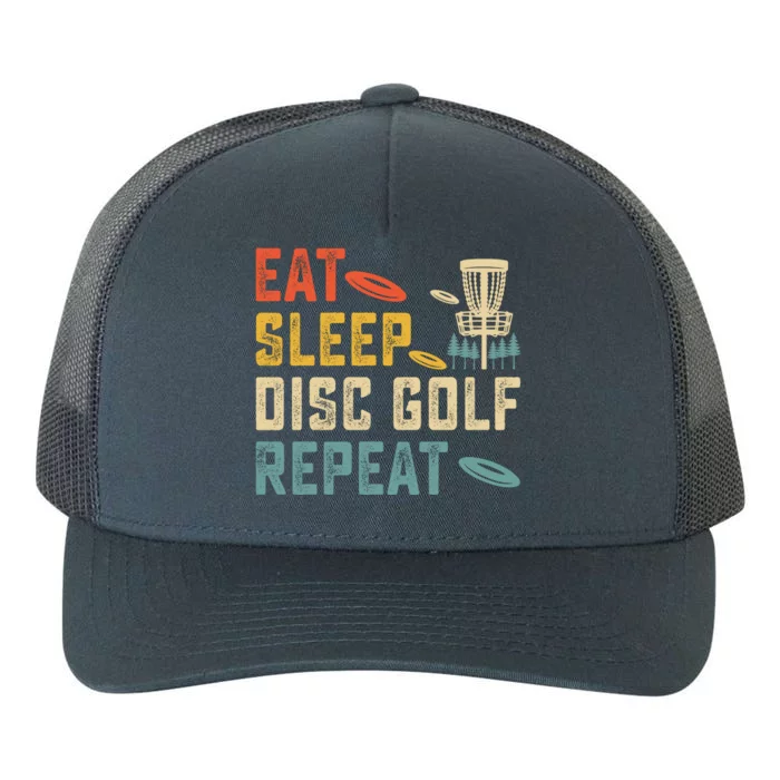 Frisbee Golf Vintage Eat Sleep Disc Golf Repeat Yupoong Adult 5-Panel Trucker Hat