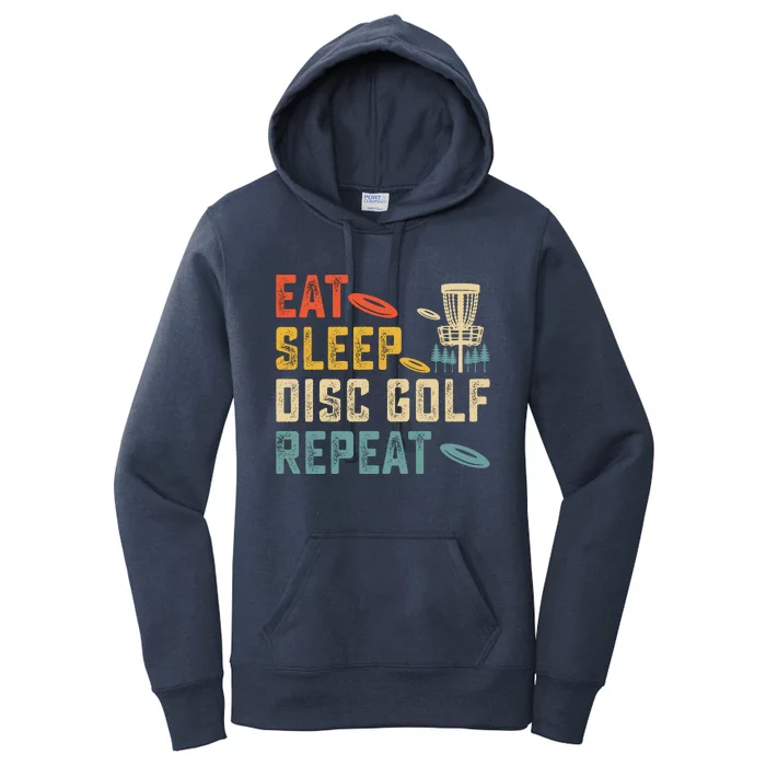 Frisbee Golf Vintage Eat Sleep Disc Golf Repeat Women's Pullover Hoodie