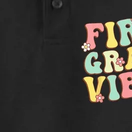 First Grade Vibes Hello Team 1st Grade Teacher Kids Retro Dry Zone Grid Performance Polo