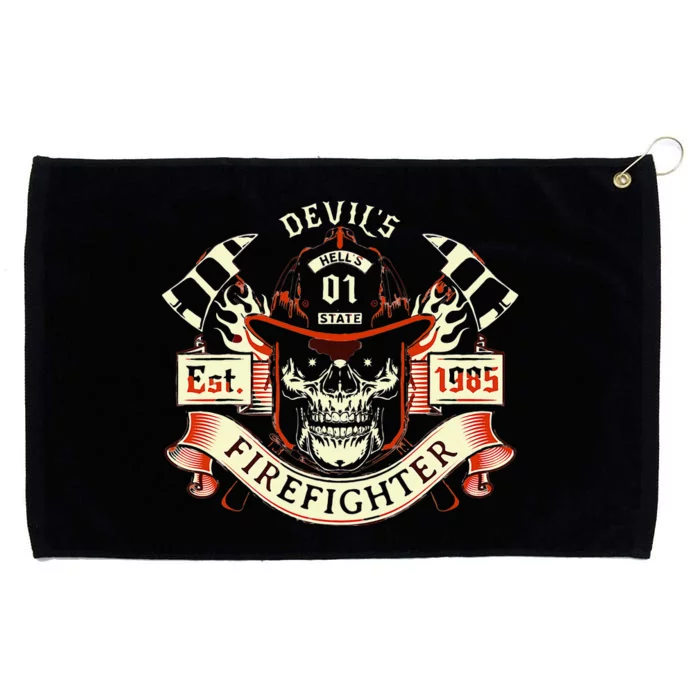 Firefighter Gift Volunteer Fireman Skull Firemen Grommeted Golf Towel