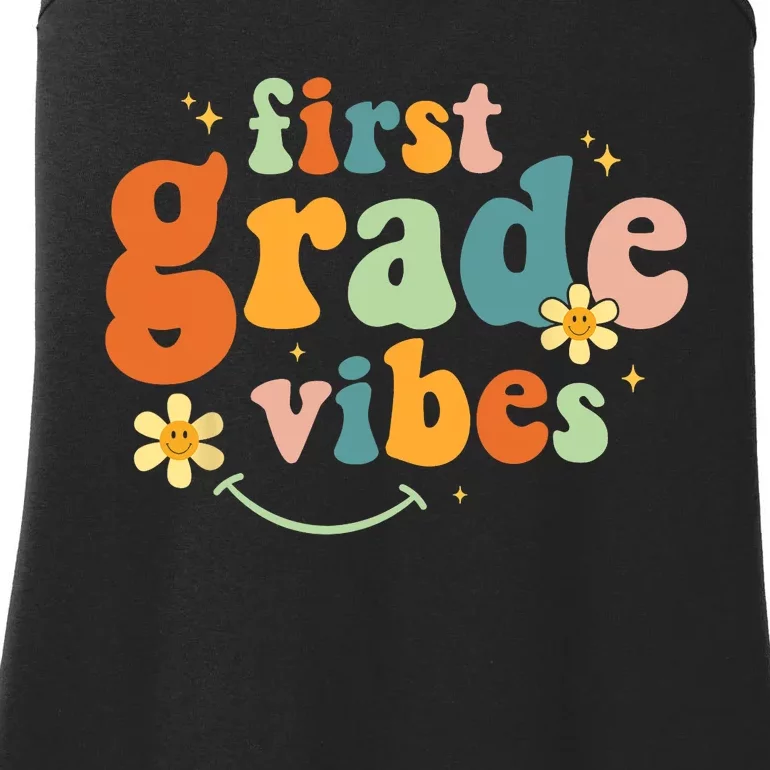 First Grade Vibes 1st Grade Team Retro 1st Day Of School Ladies Essential Tank