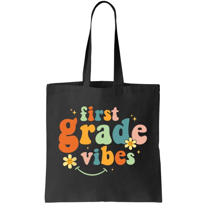 First Grade Vibes 1st Grade Team Retro 1st Day Of School Tote Bag