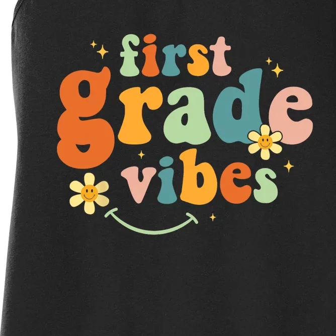 First Grade Vibes 1st Grade Team Retro 1st Day Of School Women's Racerback Tank