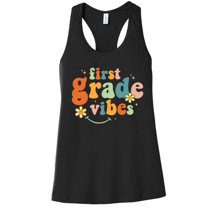 First Grade Vibes 1st Grade Team Retro 1st Day Of School Women's Racerback Tank