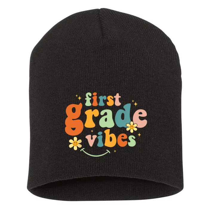 First Grade Vibes 1st Grade Team Retro 1st Day Of School Short Acrylic Beanie